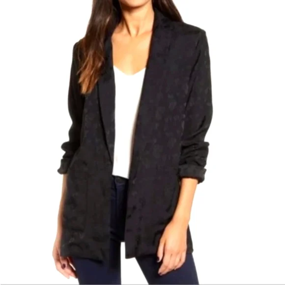 Chelsea28 Floral Print Blazer Black on Black NWT - Picture 1 of 6